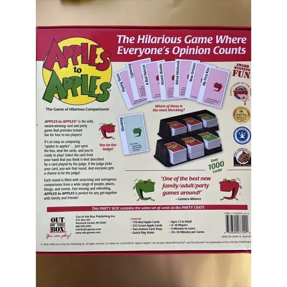 Mattel Apples to Apples Party Box Family Game of Hilarious Comparisons